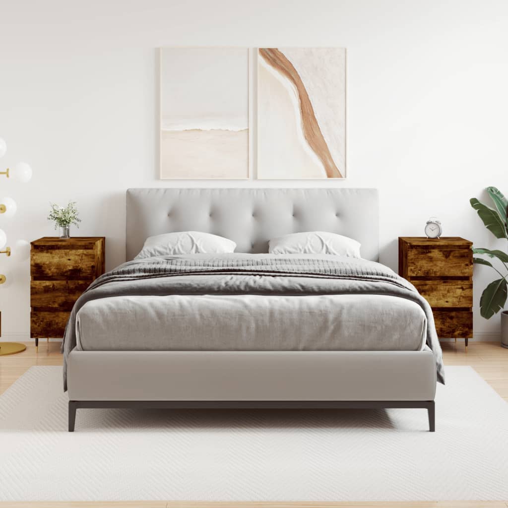 Нощни шкафчета 2 бр опушен дъб 40x35x69 см инженерно дърво