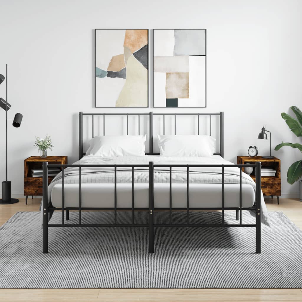 Нощни шкафчета 2 бр опушен дъб 40x35x47,5 см инженерно дърво