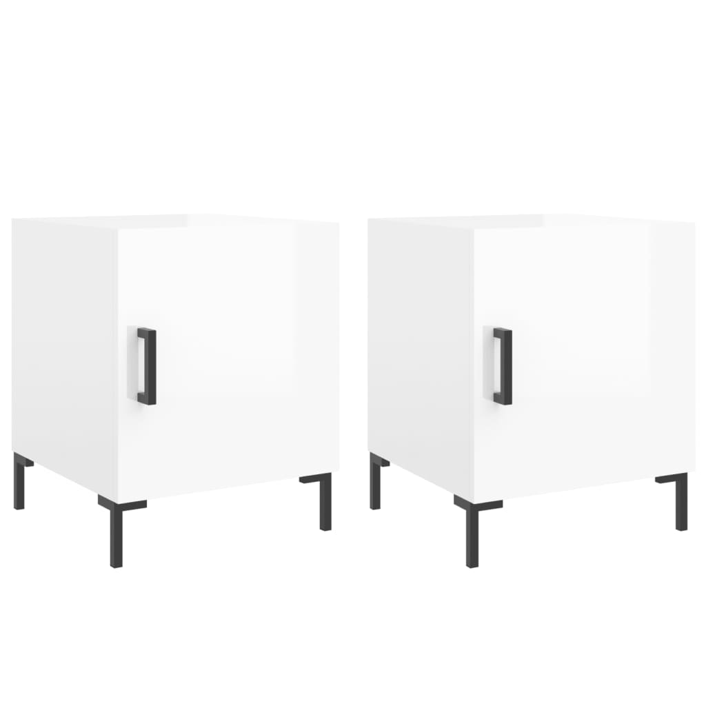 Нощни шкафчета 2 бр бял гланц 40x40x50 см инженерно дърво Нощни шкафчета 2 бр бял гланц 40x40x50 см инженерно дърво