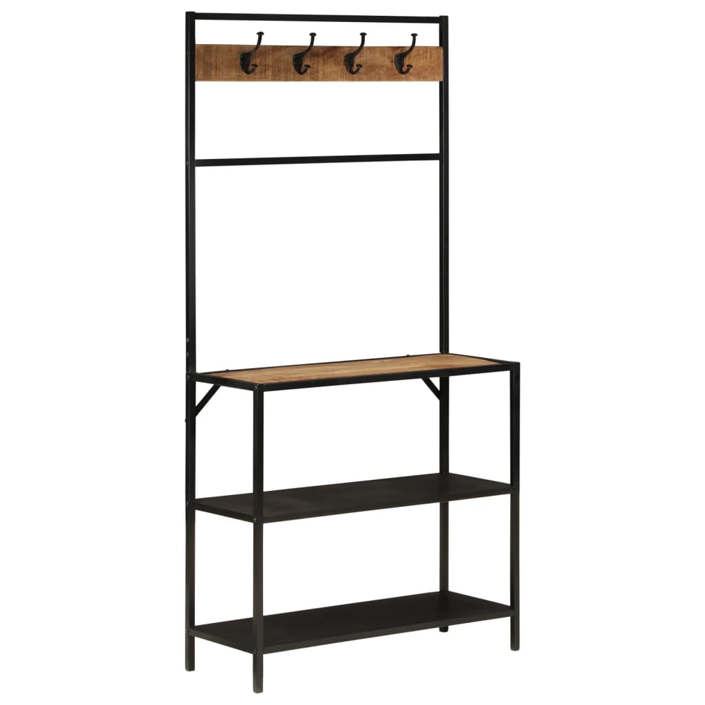 Етажерка портманто 90x35x180 см масивно дърво манго и желязо