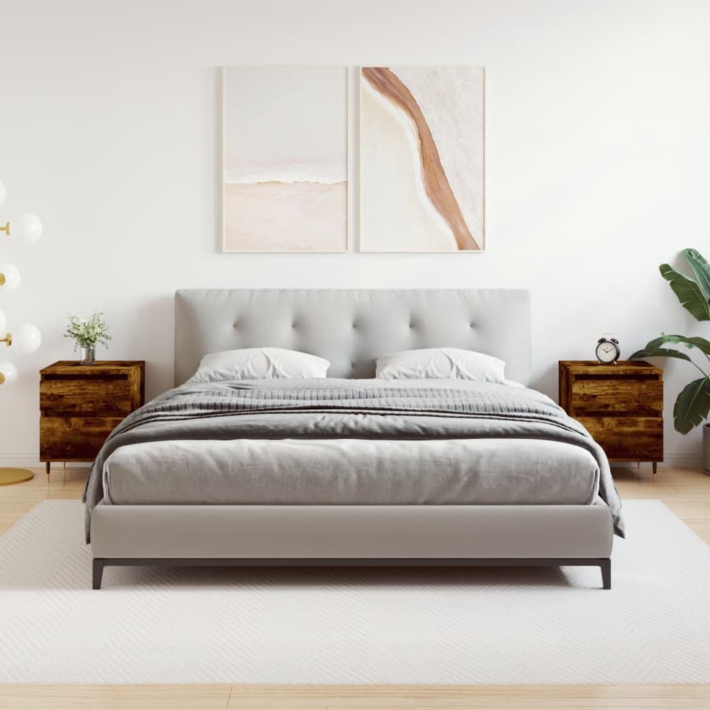 Нощни шкафчета, 2 бр, опушен дъб, 40x35x50 см, инженерно дърво