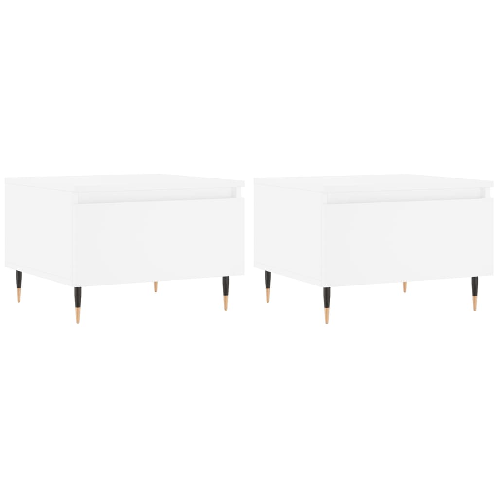 Кафе маси, 2 бр, бели, 50x46x35 см, инженерно дърво Кафе маси, 2 бр, бели, 50x46x35 см, инженерно дърво