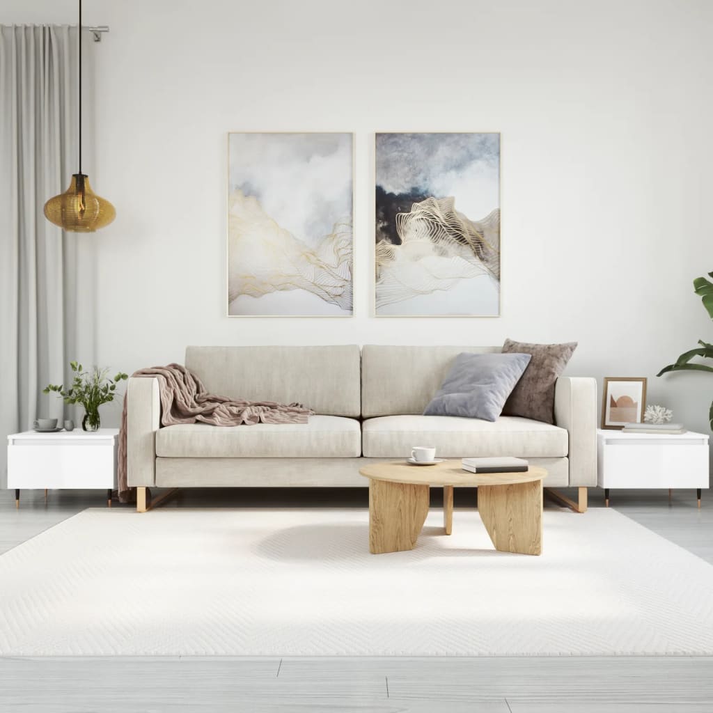 Маси за кафе, 2 бр, бял гланц, 50x46x35 см, инженерно дърво