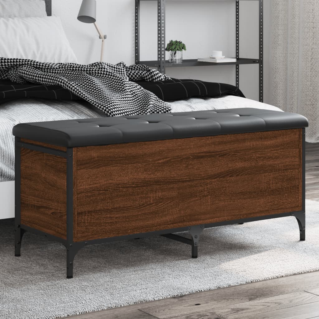 Пейка за съхранение, кафяв дъб, 102x42x45 см, инженерно дърво