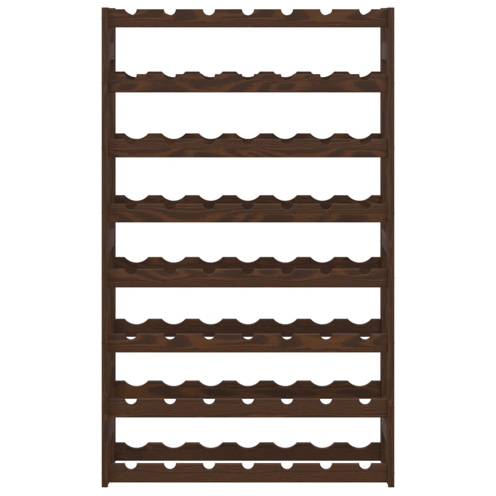 Стойка за вино за 56 бутилки, кафява, бор масив Стойка за вино за 56 бутилки, кафява, бор масив