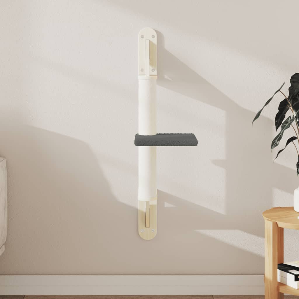 Котешко дърво за стенен монтаж с драскалка, тъмносиво, 85,5 см