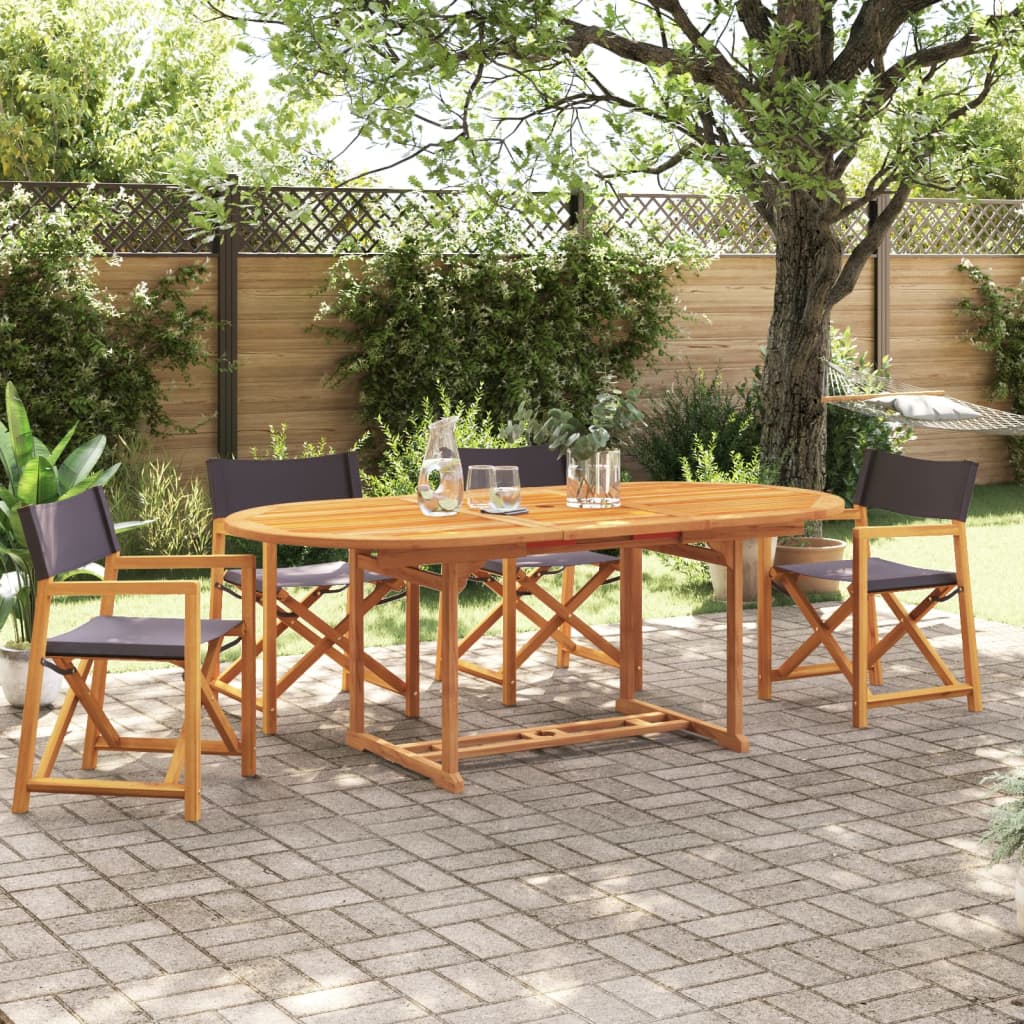 Сгъваеми градински столове, 4 бр, тъмносив, плат