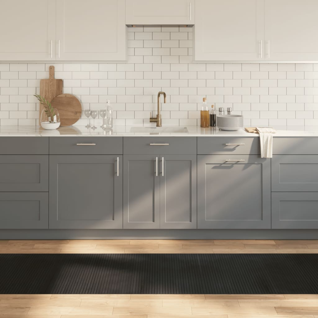 Килим, правоъгълен, черен, 70x500 см, бамбук