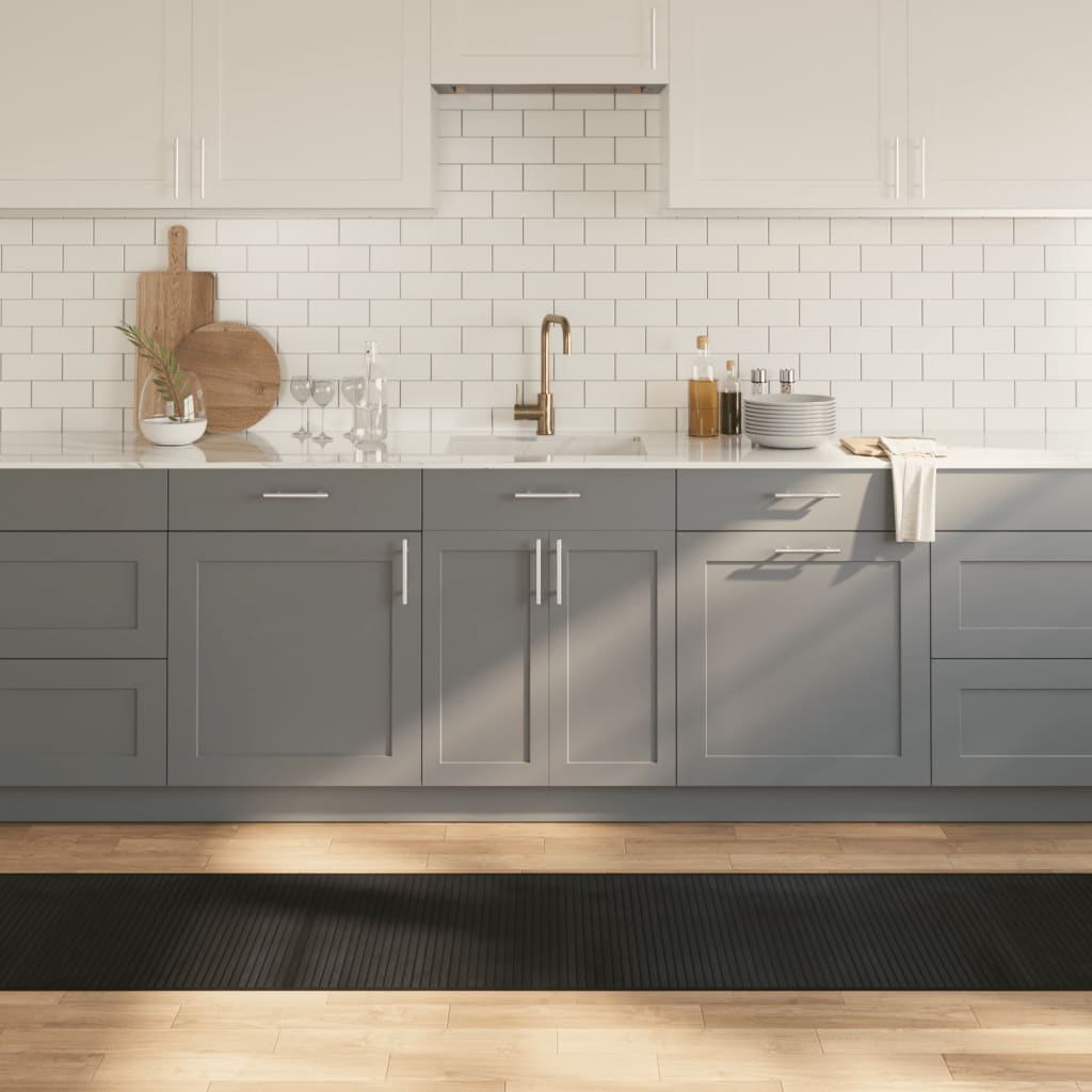 Килим, правоъгълен, черен, 60x1000 см, бамбук