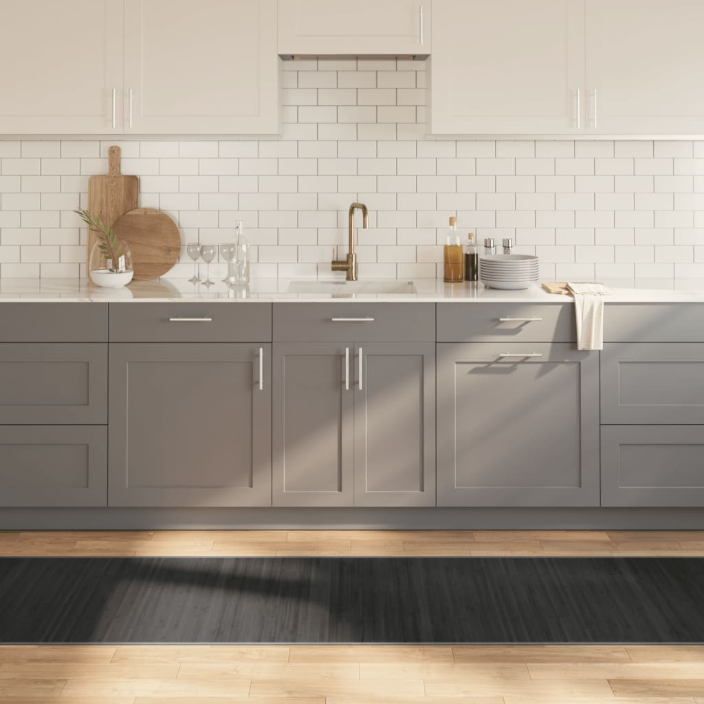 Килим, правоъгълен, сив, 70x400 см, бамбук