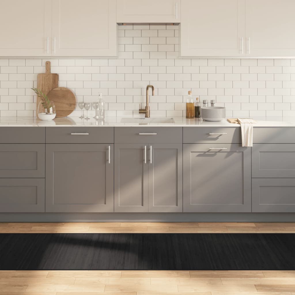 Килим, правоъгълен, черен, 70x500 см, бамбук