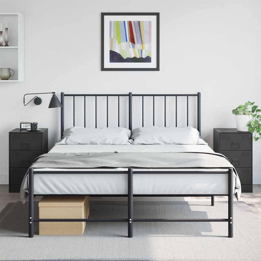 Нощни шкафчета, 2 бр, черни, 34,5x39x62 см, стомана