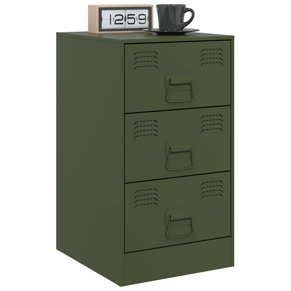 Нощни шкафчета 2 бр маслиненозелени 34,5x39x62 см стомана Нощни шкафчета 2 бр маслиненозелени 34,5x39x62 см стомана