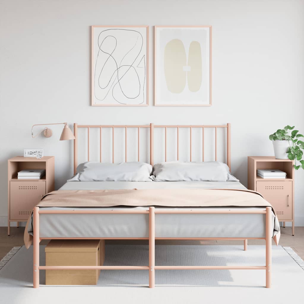 Нощни шкафчета, 2 бр, розово, 36x39x68 см, стомана