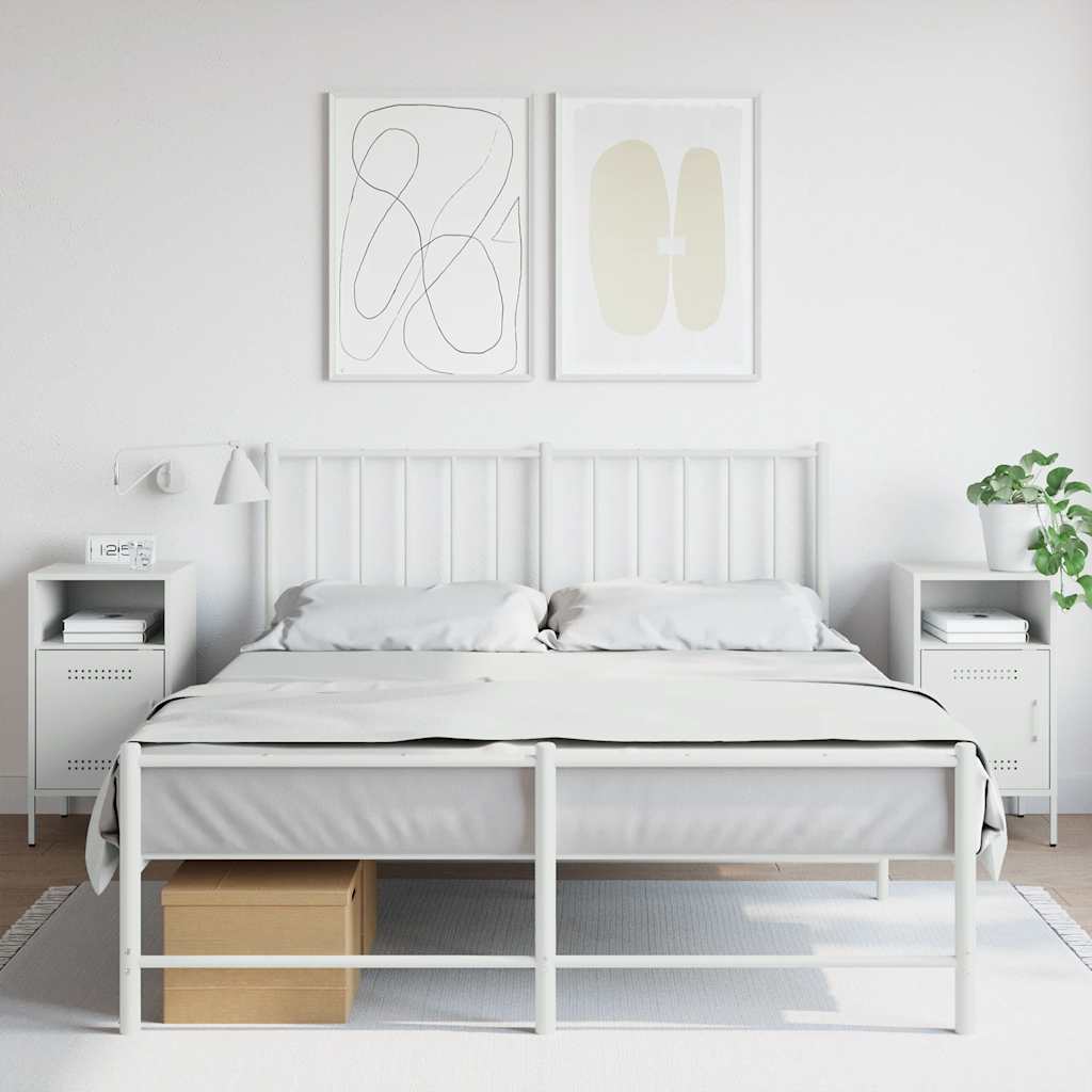 Нощни шкафчета, 2 бр, бели, 36x39x68 см, стомана