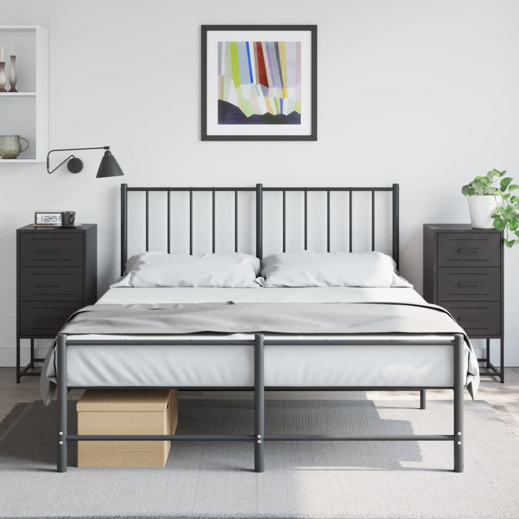 Нощни шкафчета 2 бр черен 36x39x78 см стомана