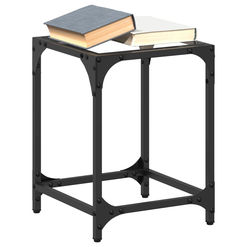 Маси за кафе с прозрачен стъклен плот 2 бр 30x30x40 см стомана