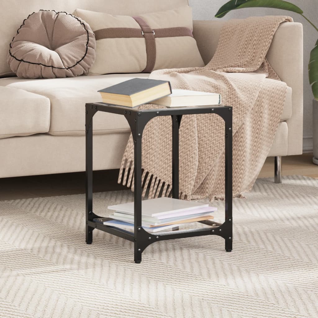 Маса за кафе с прозрачен стъклен плот 30x30x40 см стомана Маса за кафе с прозрачен стъклен плот 30x30x40 см стомана