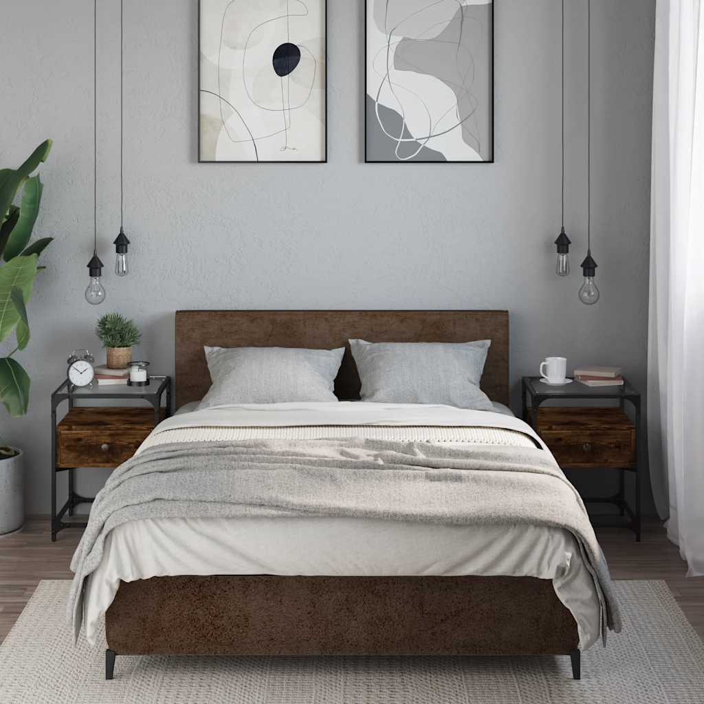 Нощни шкафчета 2 бр опушен дъб 40x40x55 см инженерно дърво