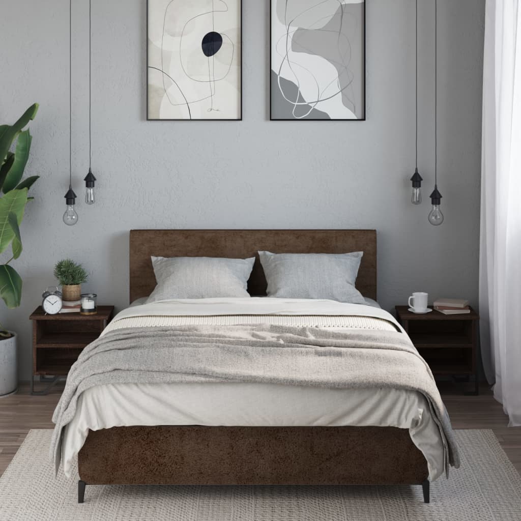 Нощни шкафчета, кафяв дъб, 2 бр, 40x30x40 см, инженерно дърво Нощни шкафчета, кафяв дъб, 2 бр, 40x30x40 см, инженерно дърво