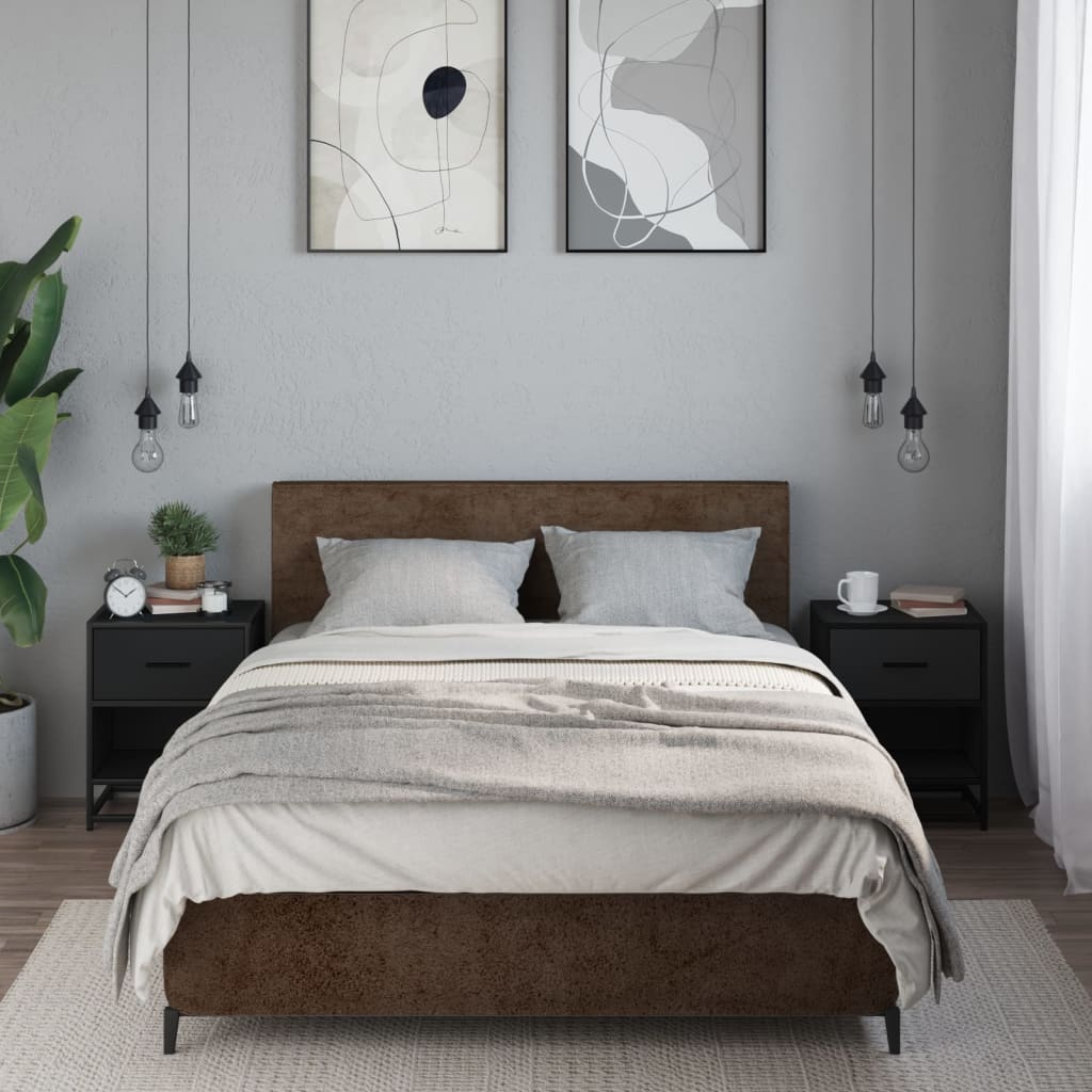 Нощни шкафчета, 2 бр, черни, 40x31x50 см, инженерно дърво Нощни шкафчета, 2 бр, черни, 40x31x50 см, инженерно дърво