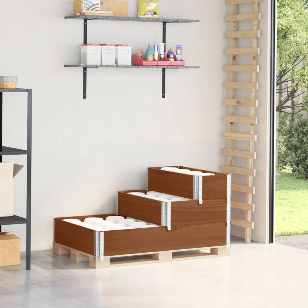 3-степенна повдигната леха, кафява, 120x80 см, бор масив