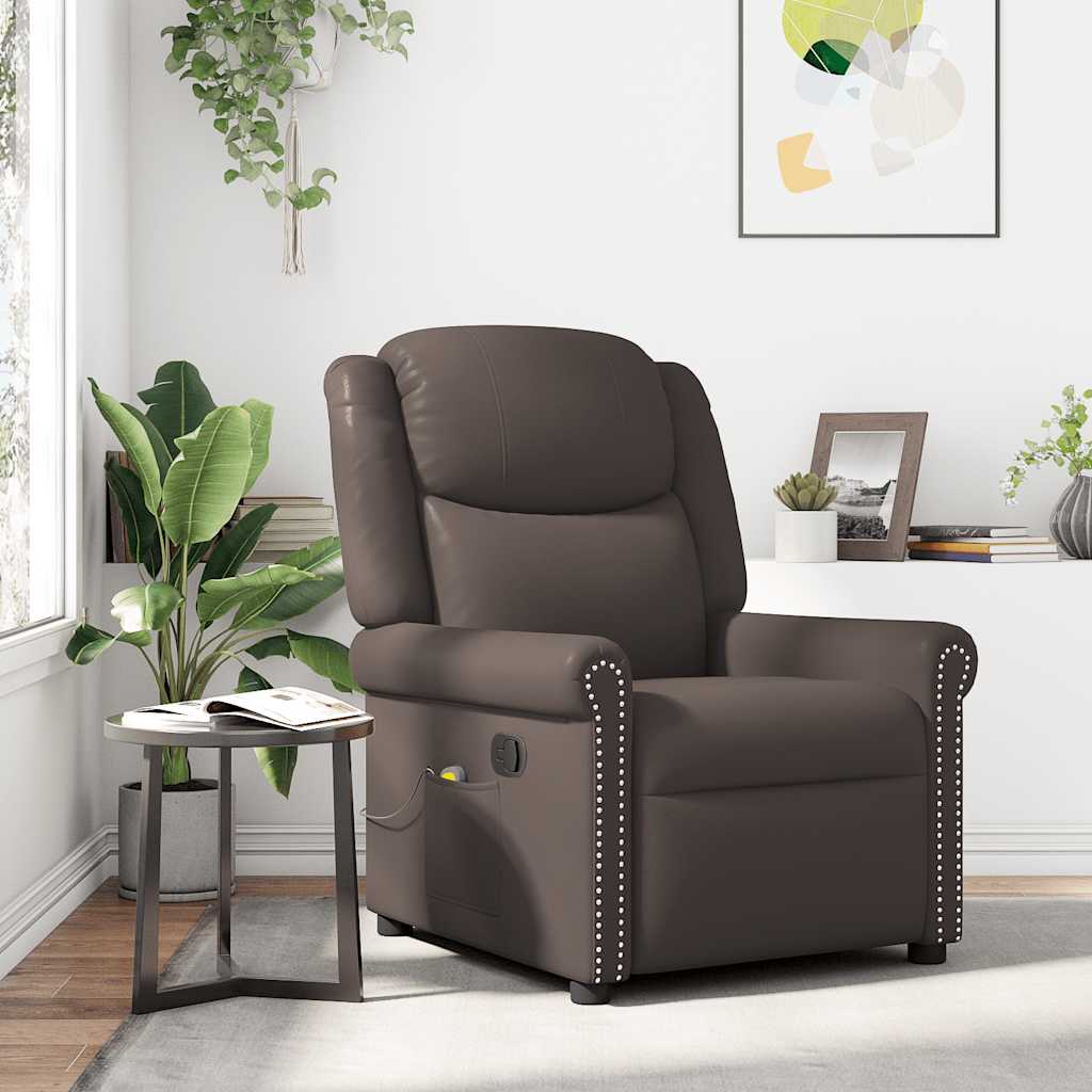 Масажен стол, кафяв, лъскава изкуствена кожа