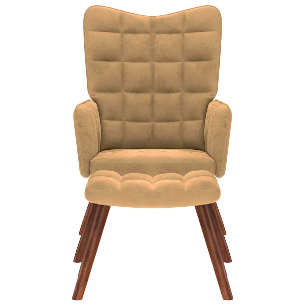 Релакс стол с табуретка Кафяв кадифе Релакс стол с табуретка Кафяв кадифе