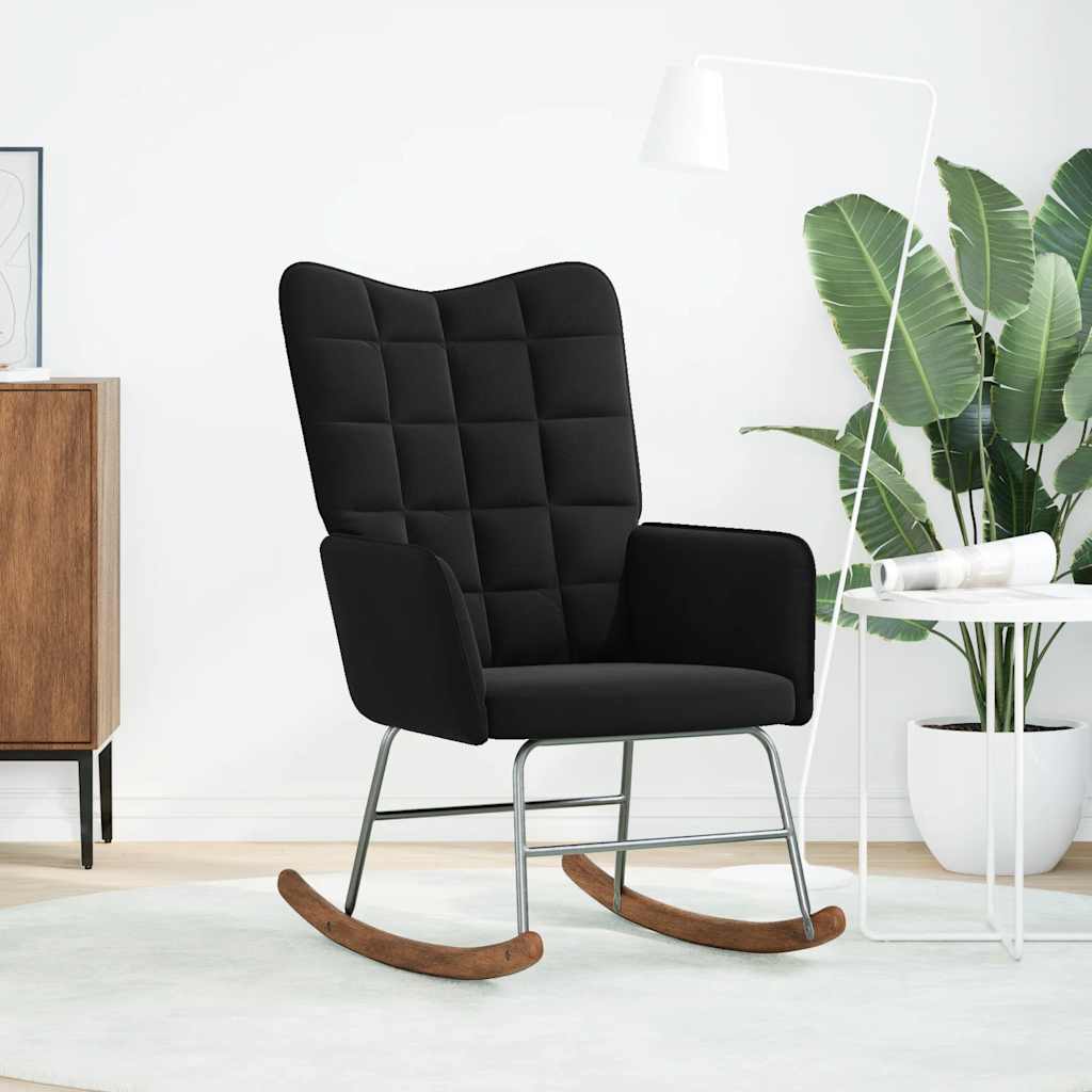 Люлеещ стол, черен, кадифе Люлеещ стол, черен, кадифе