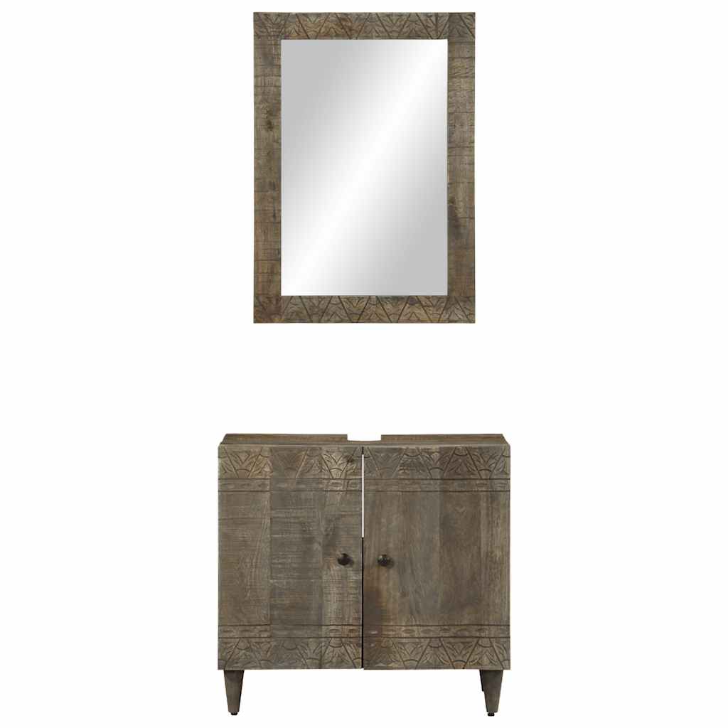 Комплект мебели за баня, 2 части, масивна мангова дървесина Комплект мебели за баня, 2 части, масивна мангова дървесина