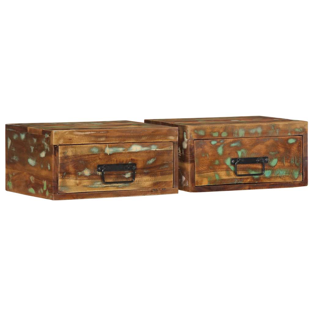 Стенни нощни шкафове 2 бр. масивна дървесина възстановена