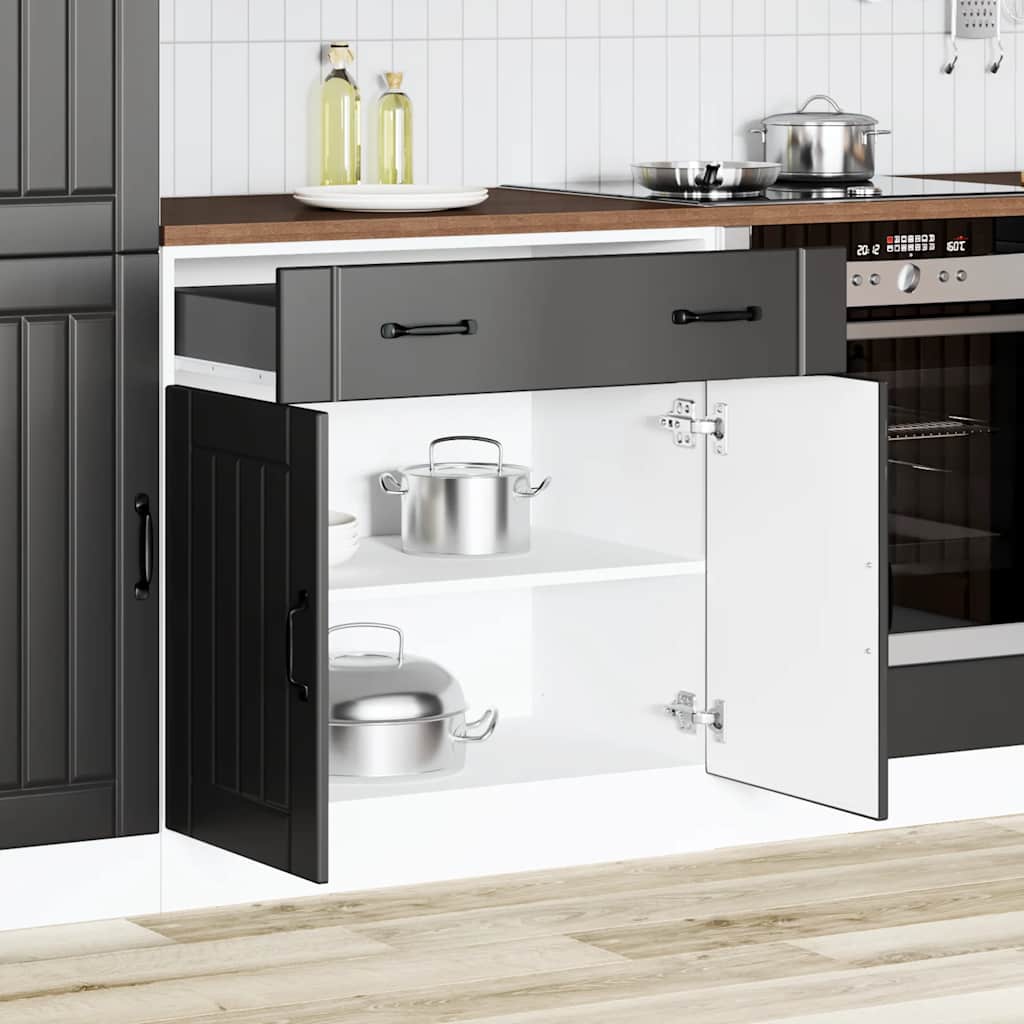 Кухненски шкаф Lucca Черно инженерно дърво