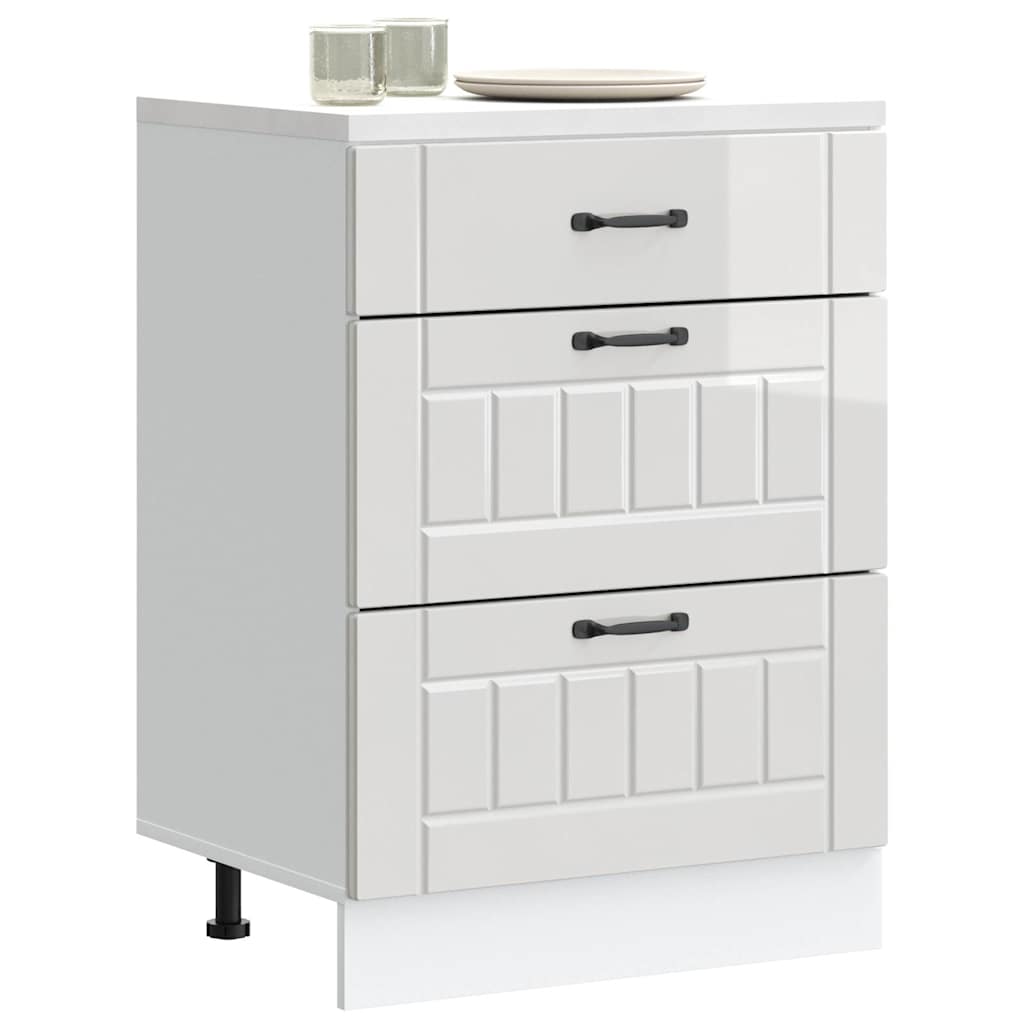 Кухненски шкаф Lucca, бял гланц, инженерно дърв