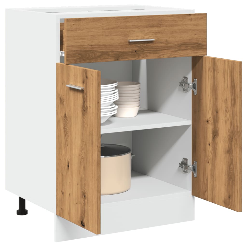 Долен шкаф с чекмедже дъб артизан 60x46x81,5 см инженерно дърво