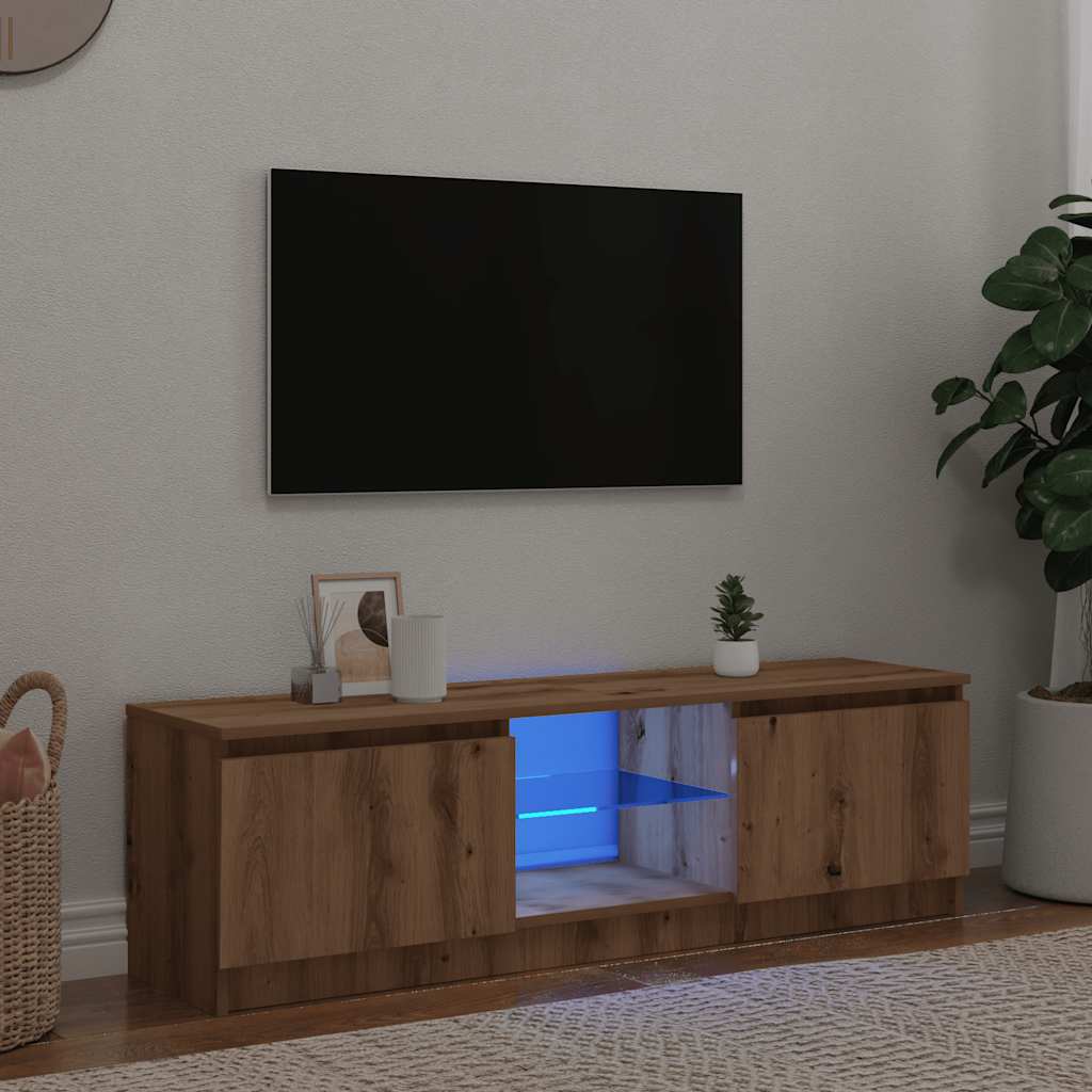ТВ шкаф с LED осветление Дъб Artisan 140x40x35,5 cm