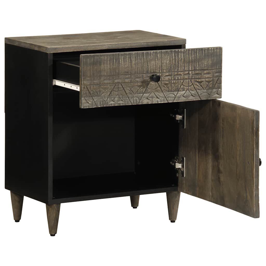 Нощно шкафче Светло сиво 50x33x60 cm Масивна дървесина Манго Нощно шкафче Светло сиво 50x33x60 cm Масивна дървесина Манго