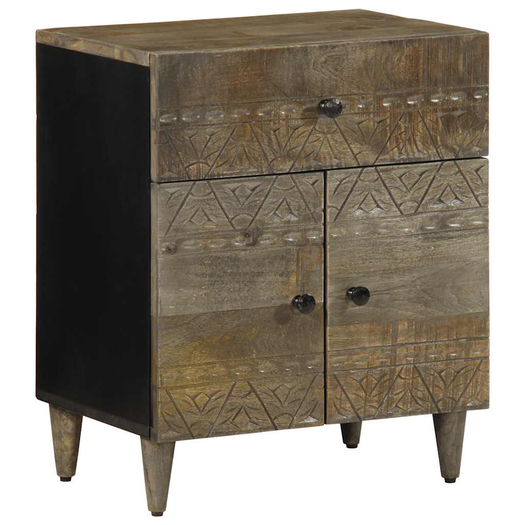 Нощно шкафче Светло сиво 50x33x60 cm Масивна дървесина Манго