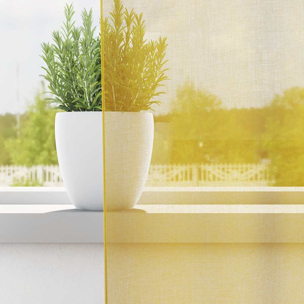 Пердета от воал с втулки, 2 бр, жълто Пердета от воал с втулки, 2 бр, жълто