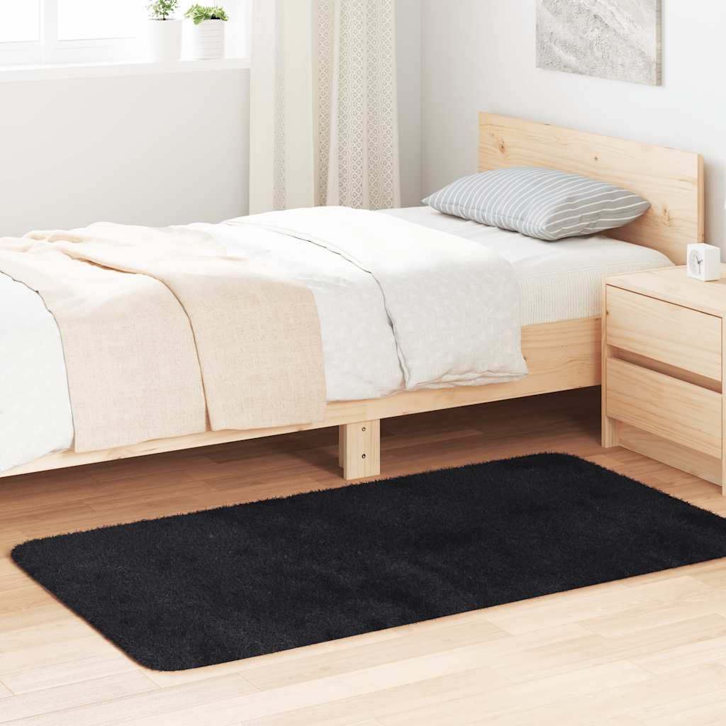 Шаги килим с дълъг косъм, NAVARRA, черен, 80x150 см, полиестер