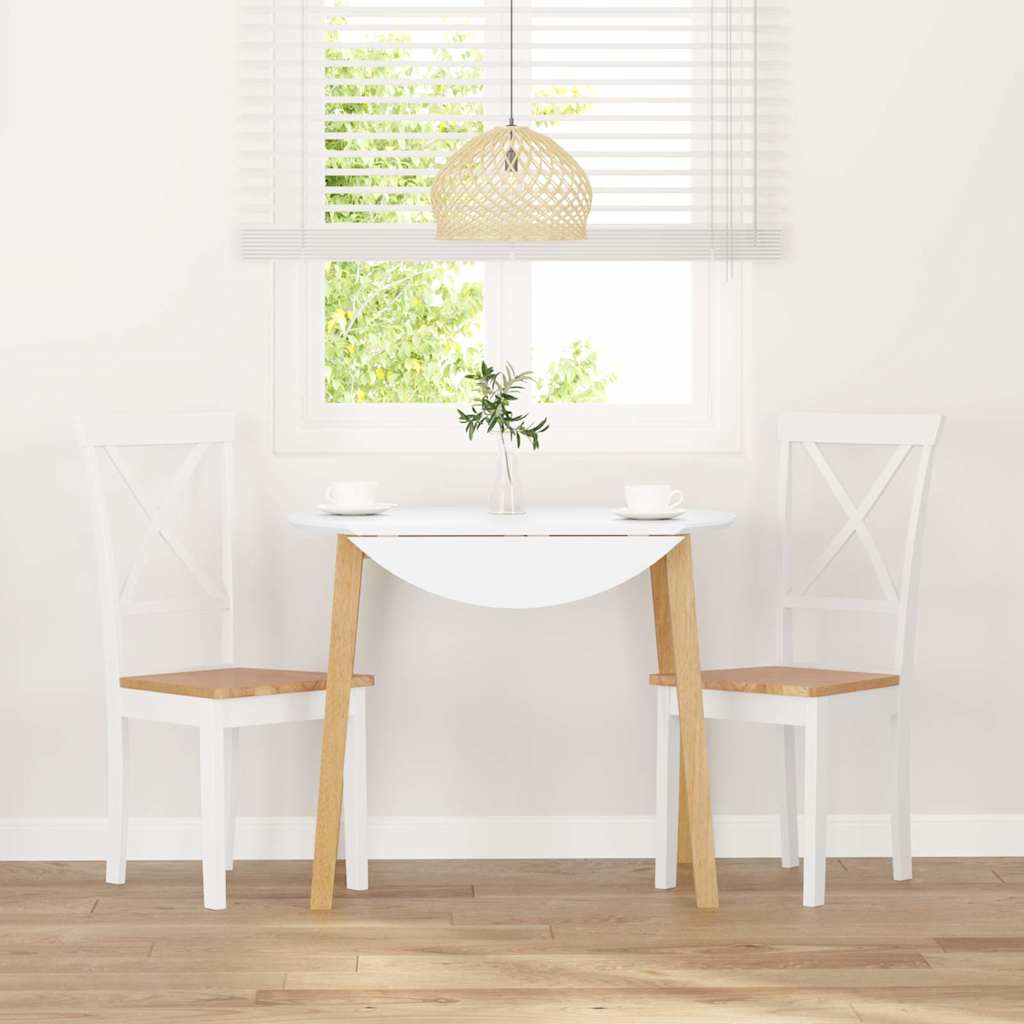 трапезни столове 2 бр. бяла масивна дървесина гума трапезни столове 2 бр. бяла масивна дървесина гума