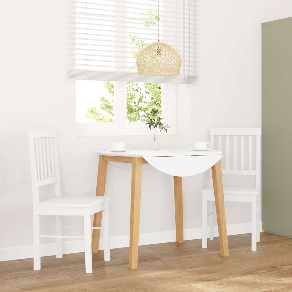 трапезни столове 2 бр. бяла масивна дървесина гума