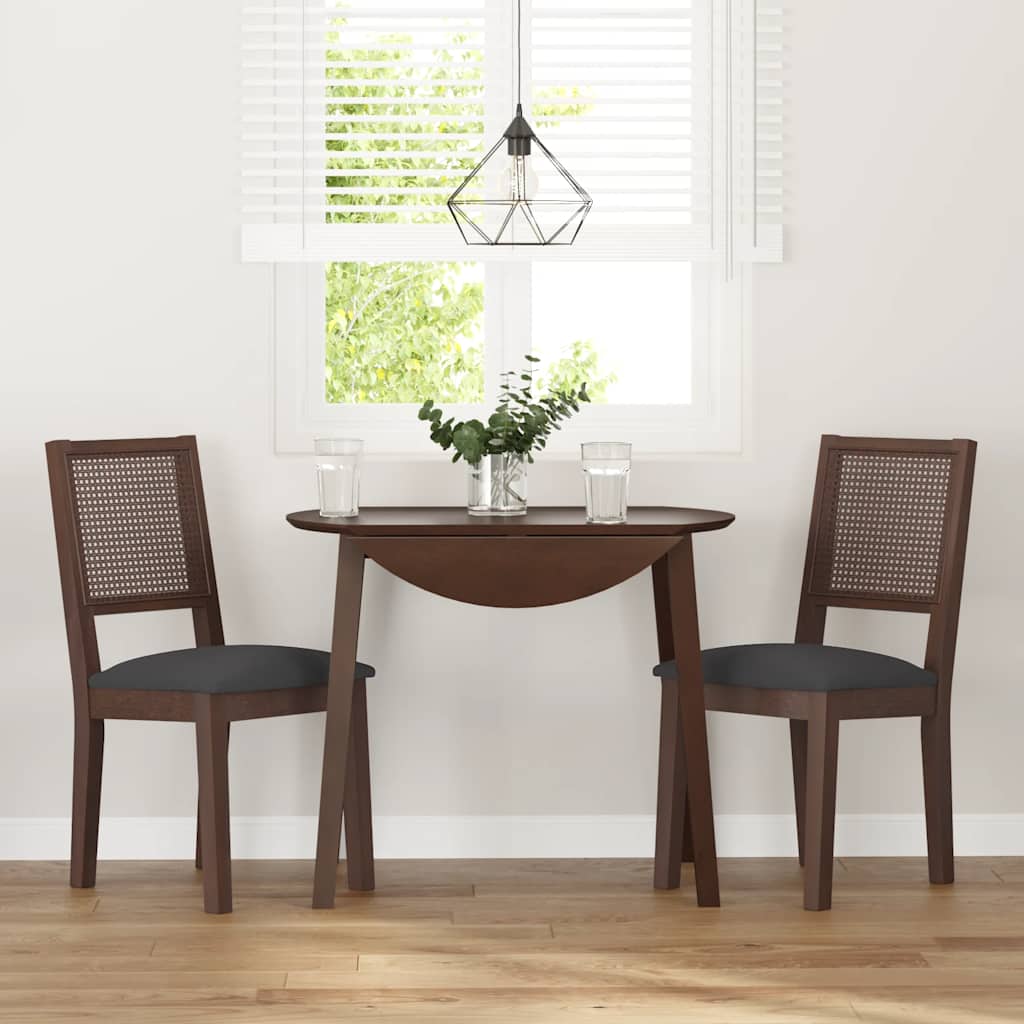 Трапезни столове с възглавници 2бр Кафяв масивна дървесина гума Трапезни столове с възглавници 2бр Кафяв масивна дървесина гума