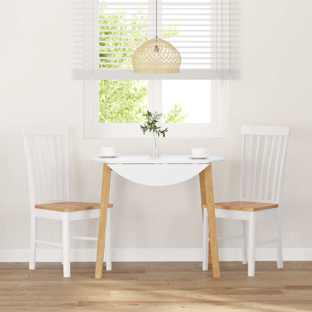 трапезни столове 2 бр. бяла масивна дървесина гума трапезни столове 2 бр. бяла масивна дървесина гума