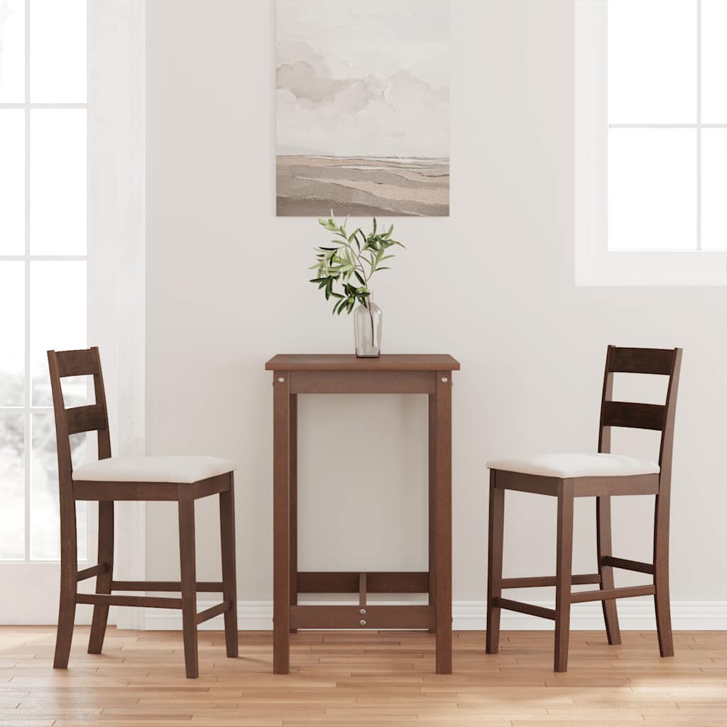 Бар столове с възглавници 2 бр Кафяв масивен дървен каучук