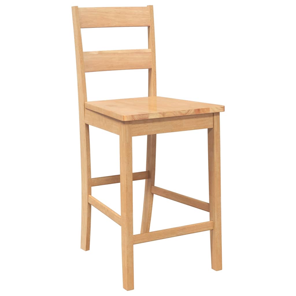 Бар столове 2 бр Естествена масивна дървесина гума Бар столове 2 бр Естествена масивна дървесина гума