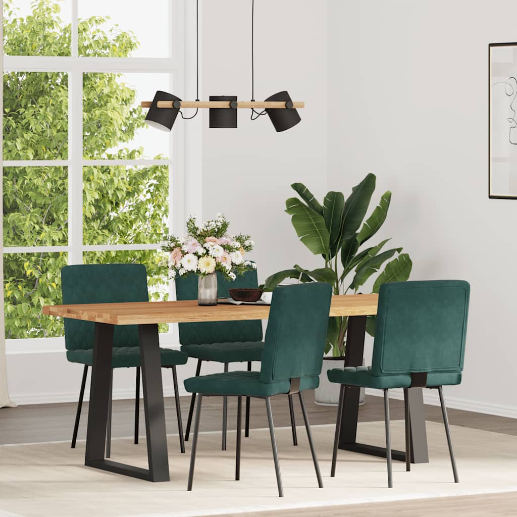 Трапезни столове, 4 бр, тъмнозелени, кадифе Трапезни столове, 4 бр, тъмнозелени, кадифе