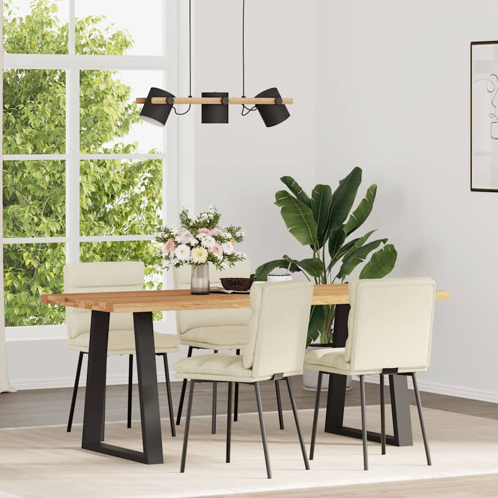 Трапезни столове, 4 бр, кремави, кадифе