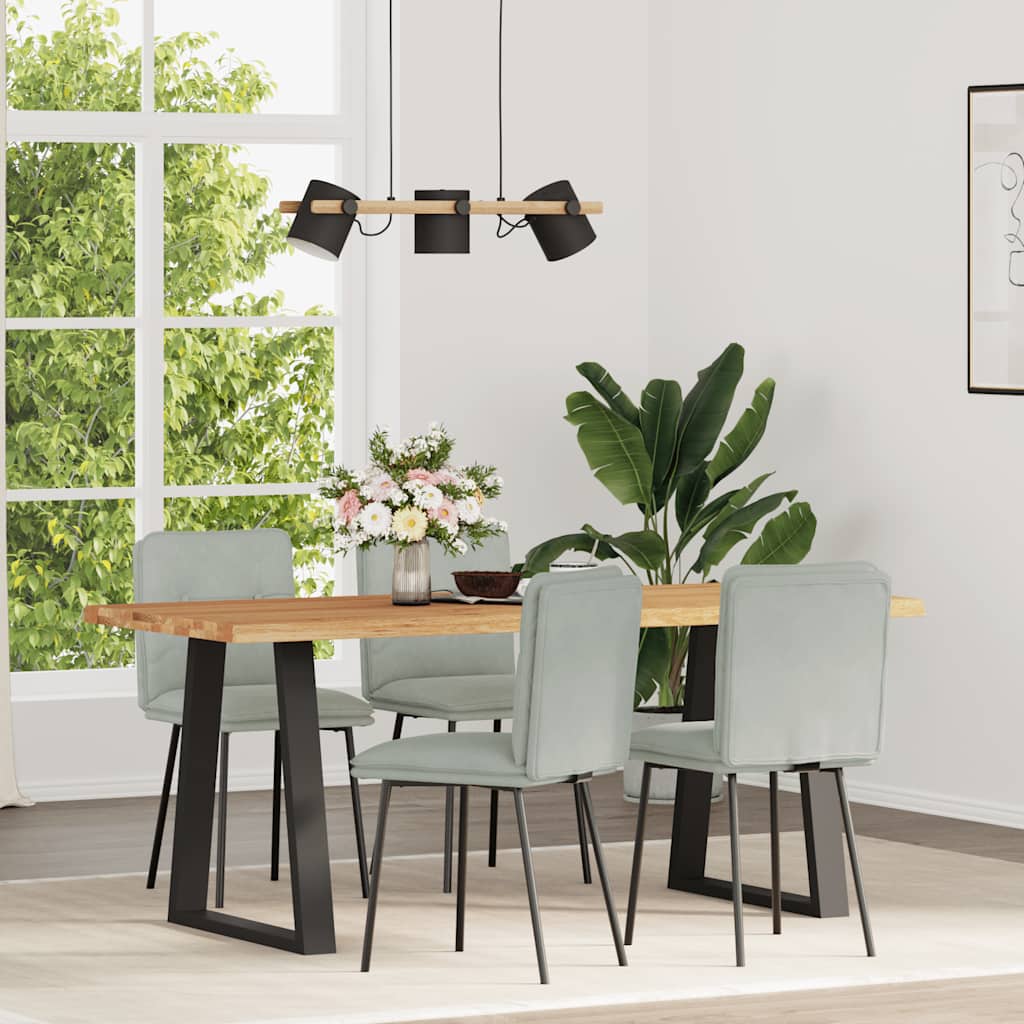 Трапезни столове, 4 бр, светлосиви, кадифе