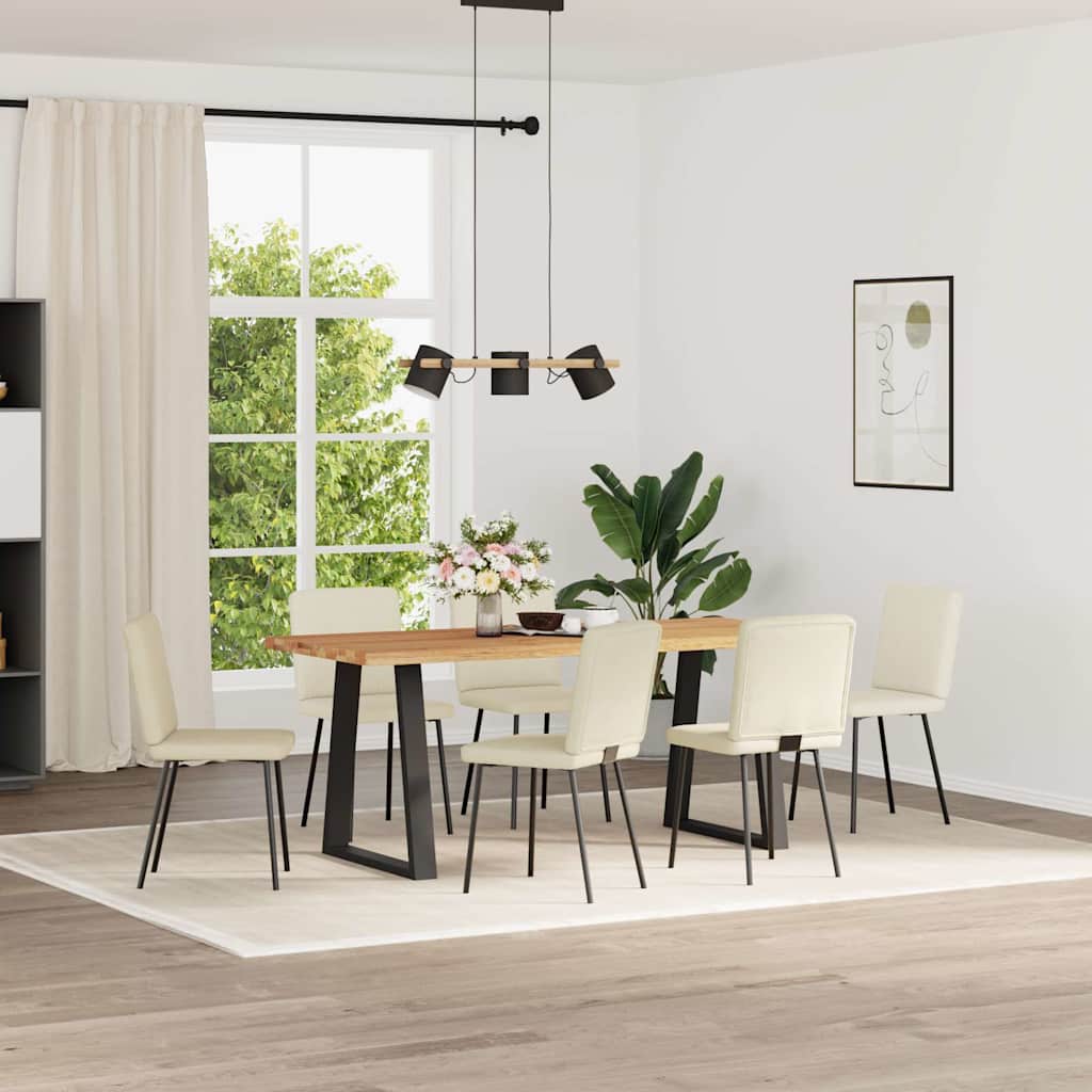 Трапезни столове, 6 бр, кремави, кадифе Трапезни столове, 6 бр, кремави, кадифе