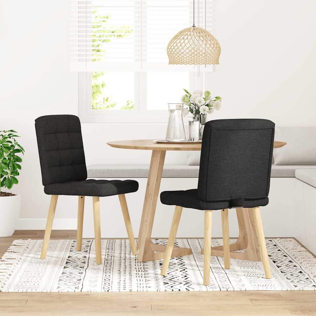 Трапезни столове, 2 бр, черни, текстил Трапезни столове, 2 бр, черни, текстил
